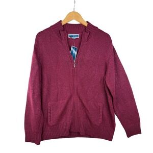 New Karen Scott Full Zip Cardigan size XL Malbec Red